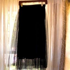 Long black mesh skirt